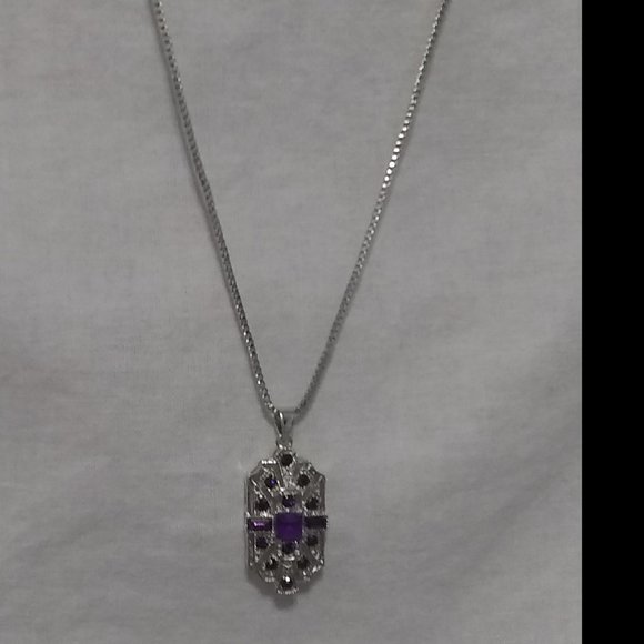New Faux Purple Gem Necklace $5 add on with any purchase - Picture 2 of 3